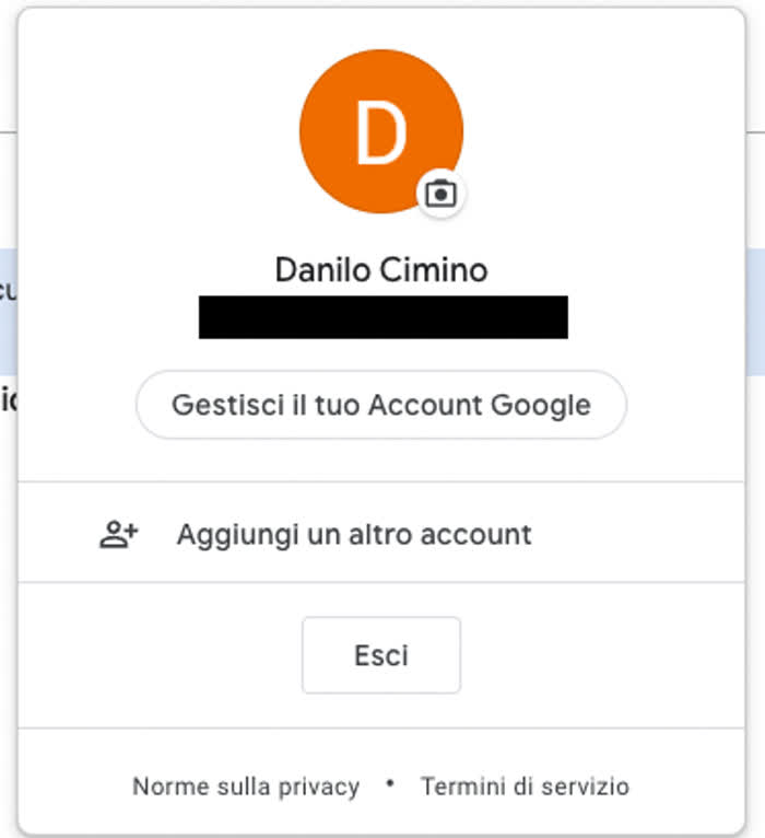 Account multipli Gmail - Pannello di inserimento di altri account