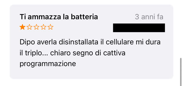 App FI PI LI - Recensione dell'app FI PI LI di un utente che dopo averla disinstallata ha ottenuto una durata tripla della batteria