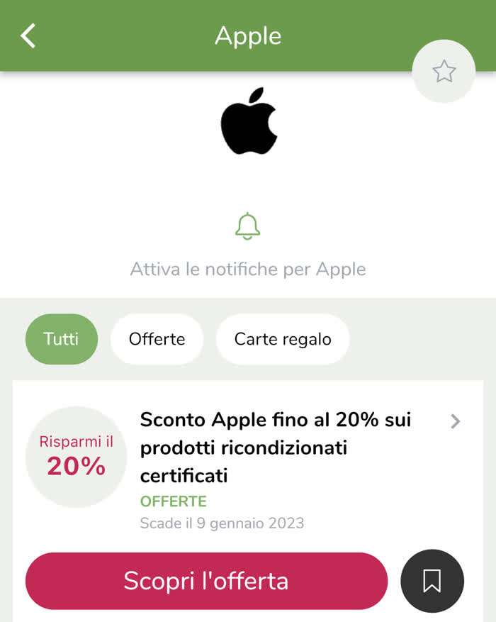 App per codici sconto - schermata dell'app "Discoup"