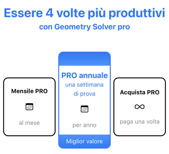 Schermata dell'app per geometria "Geometria - Risolvi problemi"