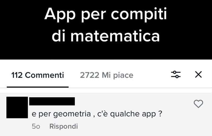 Commento in cui mi si chiede di consigliare un'app per geometria