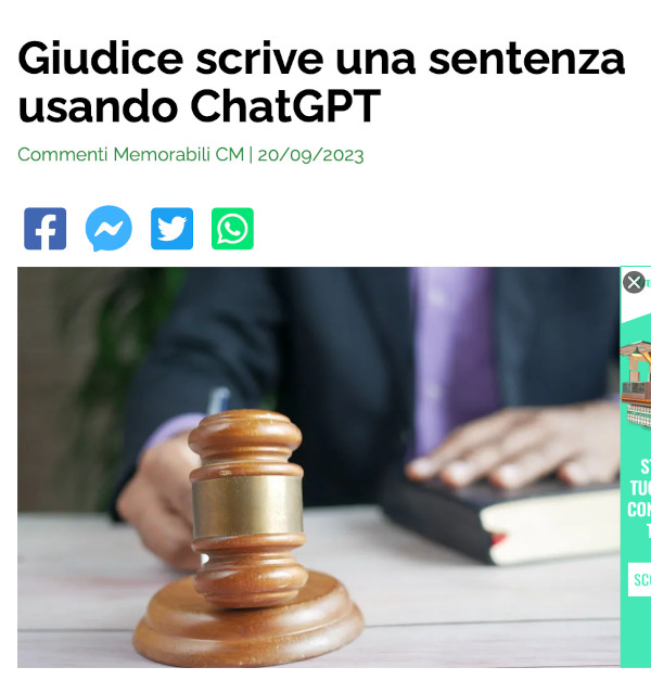 Notizia di un giudice che scrive una sentenza con ChatGPT