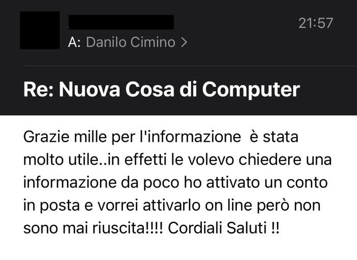 Attivare BancoPosta online - Richiesta di cosa di computer