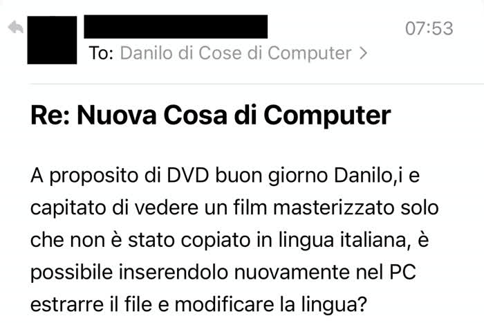 Basi di video editing - Richiesta di cosa di computer in cui mi si chiede come cambiare la lingua in un DVD