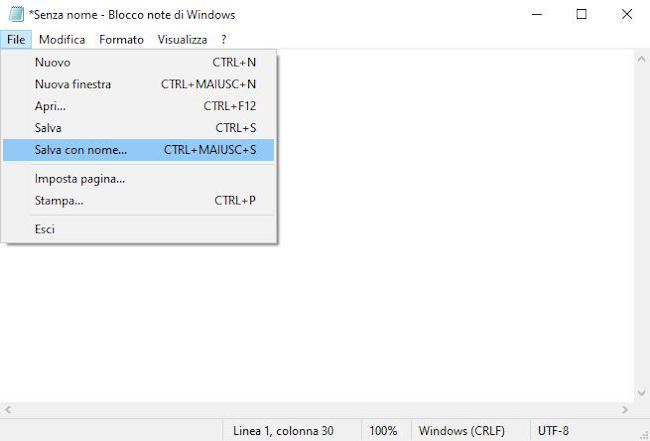 Informatica di base - Schermata di Blocco Note