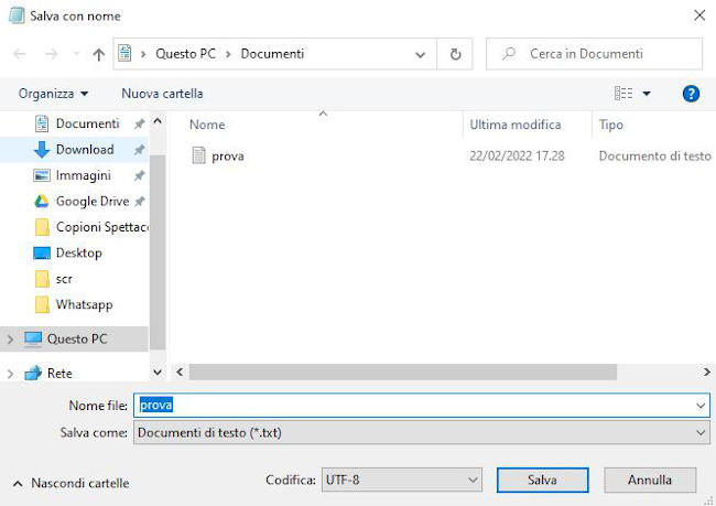 Informatica di base - Schermata di Blocco Note