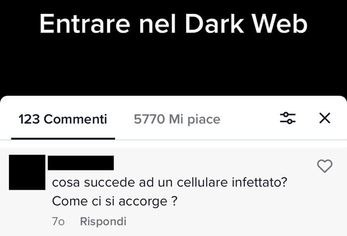 Commento in cui mi si chiede come capire se un cellulare è infetto