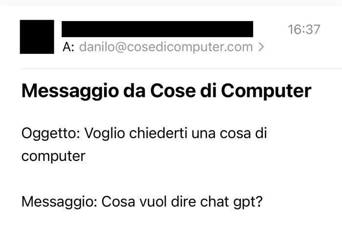 Richiesta di cosa di computer in cui mi si chiede cos'è ChatGPT