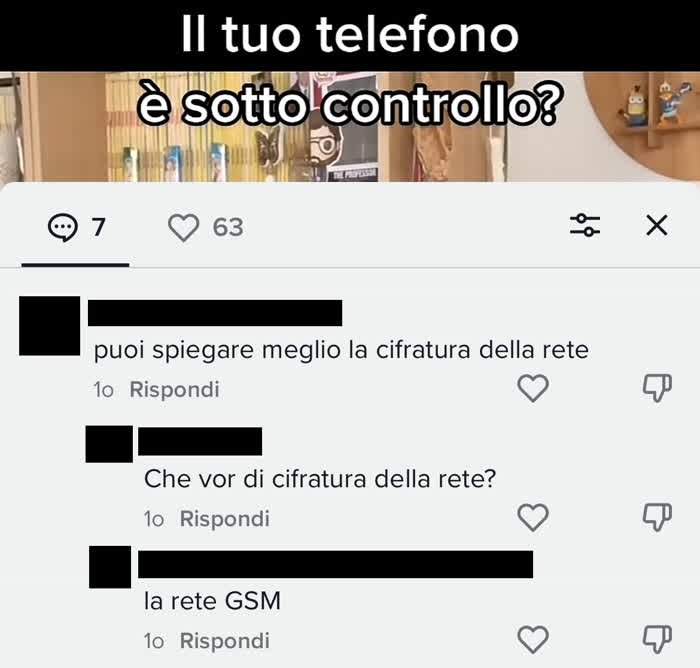 Commento in cui mi si chiede di spiegare la cifratura della rete GSM