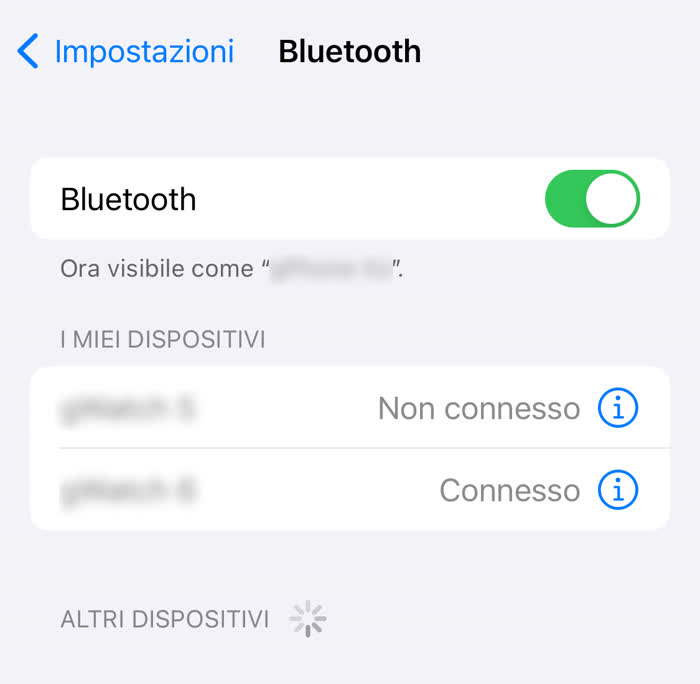 Collegare il cellulare all'autoradio - Impostazioni Bluetooth di un iPhone