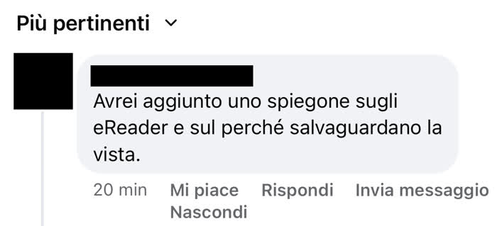 Commento in cui mi si chiede di spiegare come funzionano i lettori ebook