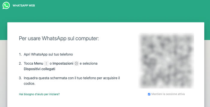 Controllare il WhatsApp dei figli - Schermata di WhatsApp Web