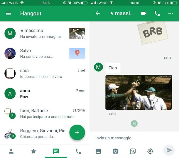 Cos'è Hangouts - Interfaccia del servizio