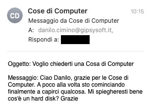 Cos'è l'Hard Disk - Richiesta ricevuta via mail