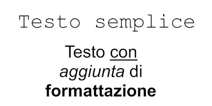 Cosa sono i font: un testo semplice confrontato con un testo formattato