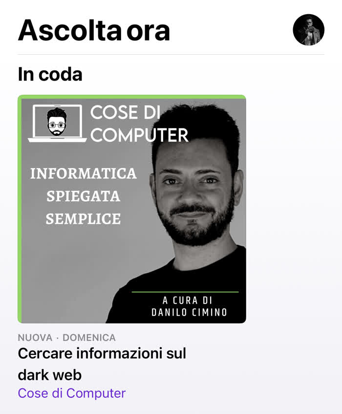 Schermata dell'app per iPhone "Podcast"