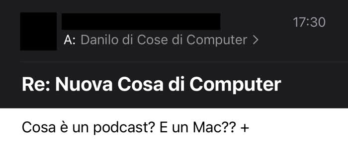 Messaggio email con delle domande