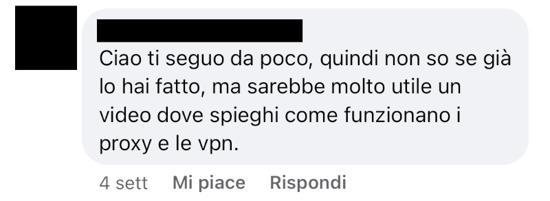 Commento in cui mi si chiede cosa sono i proxy