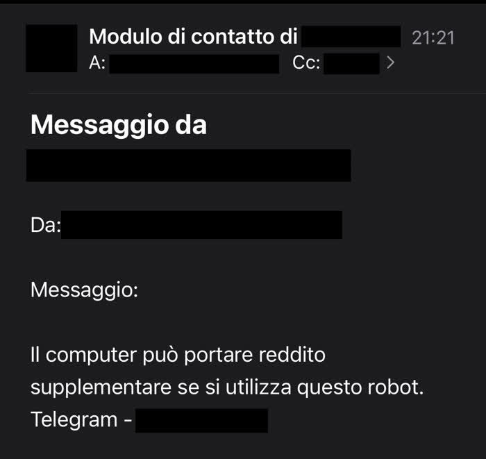 Messaggio ricevuto su un blog, incomprensibile a meno che non si sappia cosa sono i robot finanziari