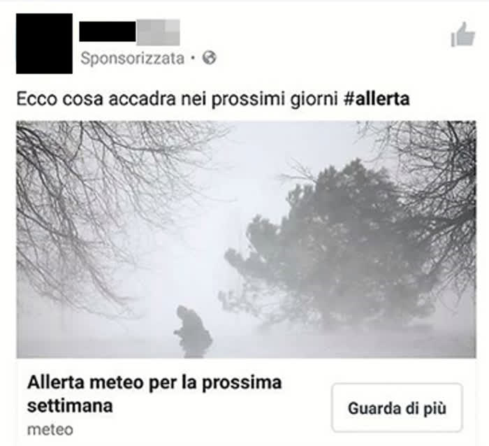 Cosa sono i tracker - Esempio di post sponsorizzato su Facebook