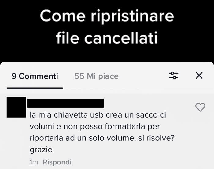 Commento in cui mi si chiede cosa sono i volumi