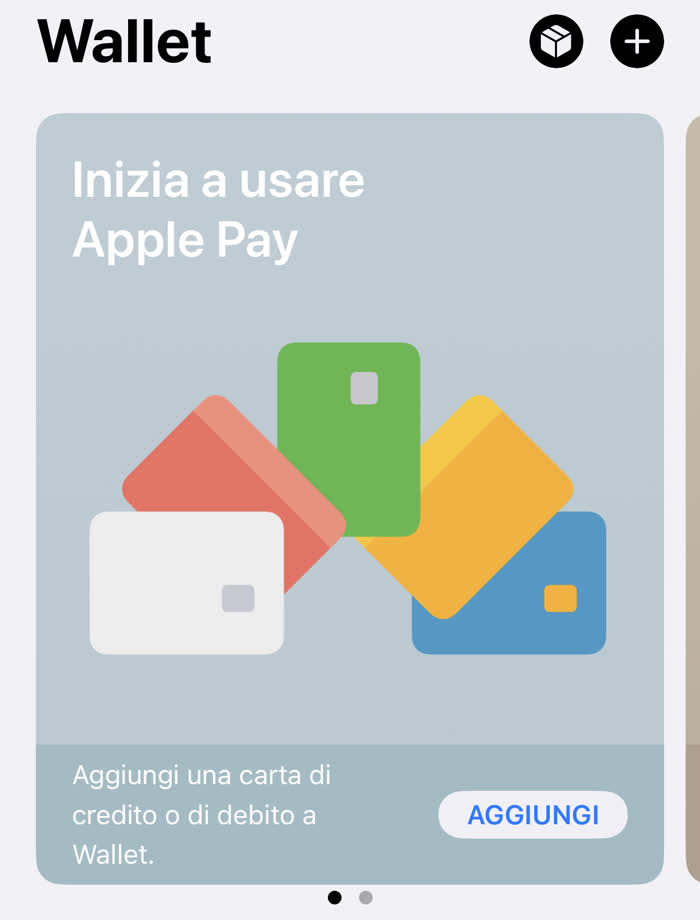 Cosa sono le app wallet - Schermata di Apple Wallet che consente di aggiungere carte di credito