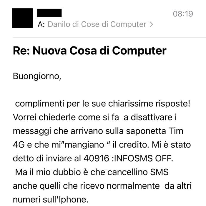 Email in cui mi si chiede cosa sono le saponette WiFi