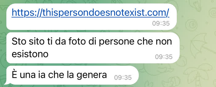 Creare un volto virtuale - Segnalazione ricevuta da WhatsApp