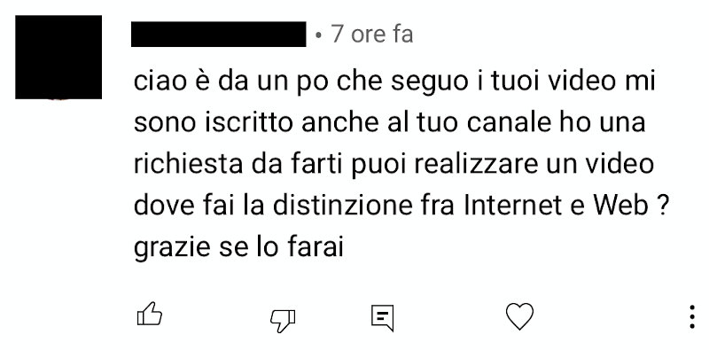 Richiesta di Cosa di Computer in cui mi si chiede qual è la differenza tra internet e web