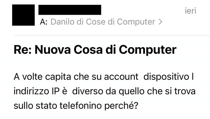 Richiesta di cosa di computer in cui mi si chiede la differenza tra IP pubblico e privato