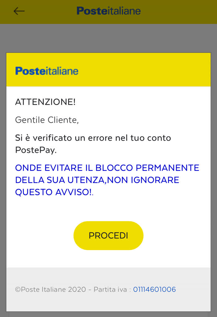 Email false da Poste Italiane: messaggio di avviso