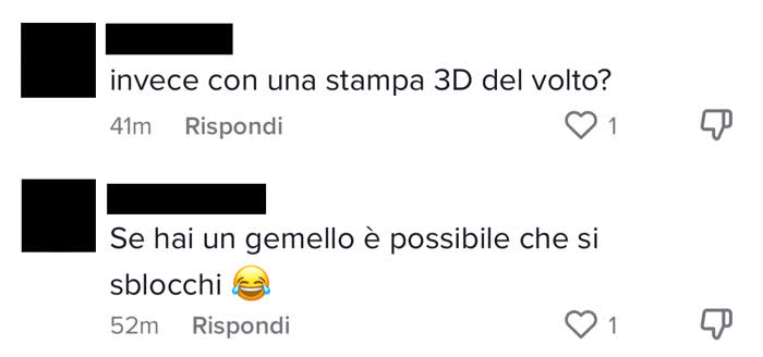 Face ID è sicuro? - Commenti in cui mi si chiede se sia eludibile con una stampa 3D del volto, ed in cui si afferma che i gemelli possono sbloccarsi i telefoni a vicenda