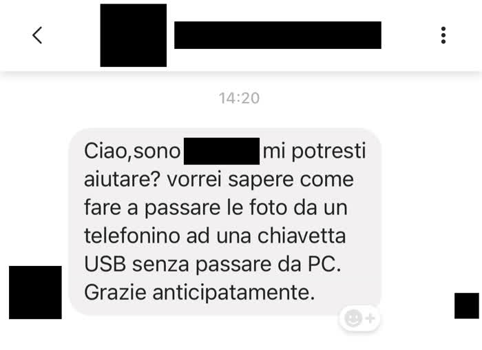 Foto da cellulare a chiavetta - Richiesta di cosa di computer