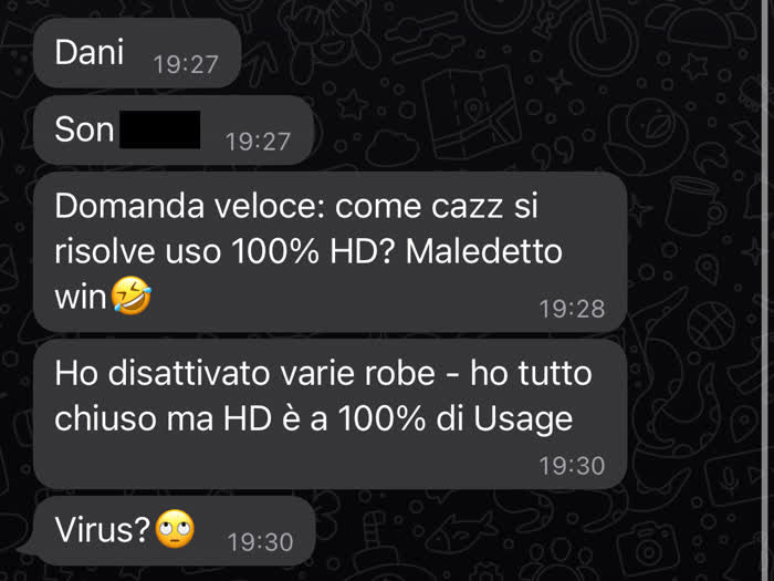 Hard disk 100 % sotto Windows - richiesta di Cosa di Computer