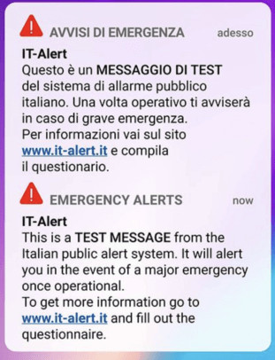 Il messaggio di prova di IT Alert