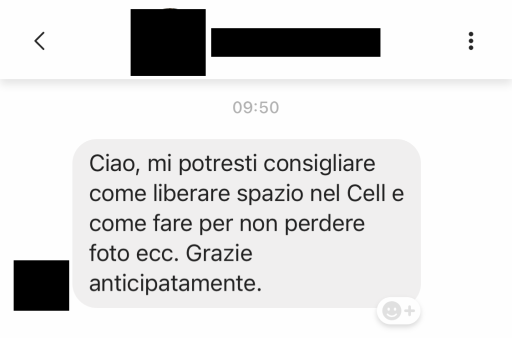 Liberare spazio sul telefono - Richiesta di cosa di computer