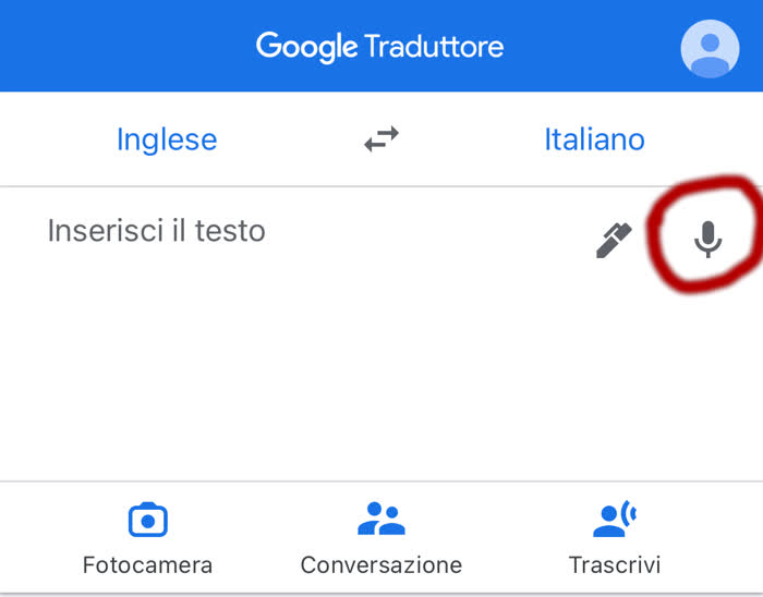 Schermata di Google Traduttore, miglior traduttore vocale gratuito