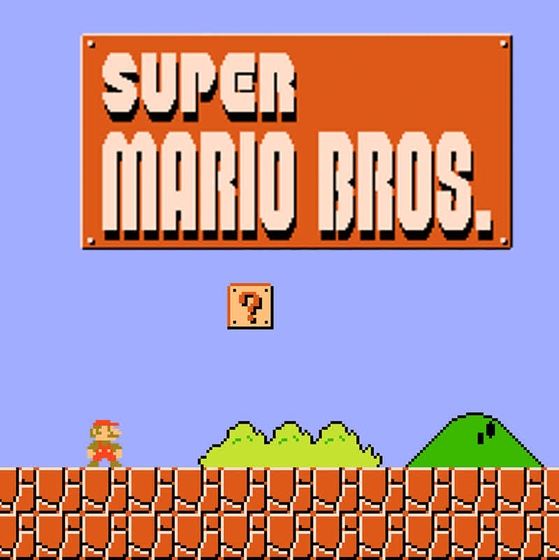 Schermata iniziale di Super Mario Bros per Nintendo NES
