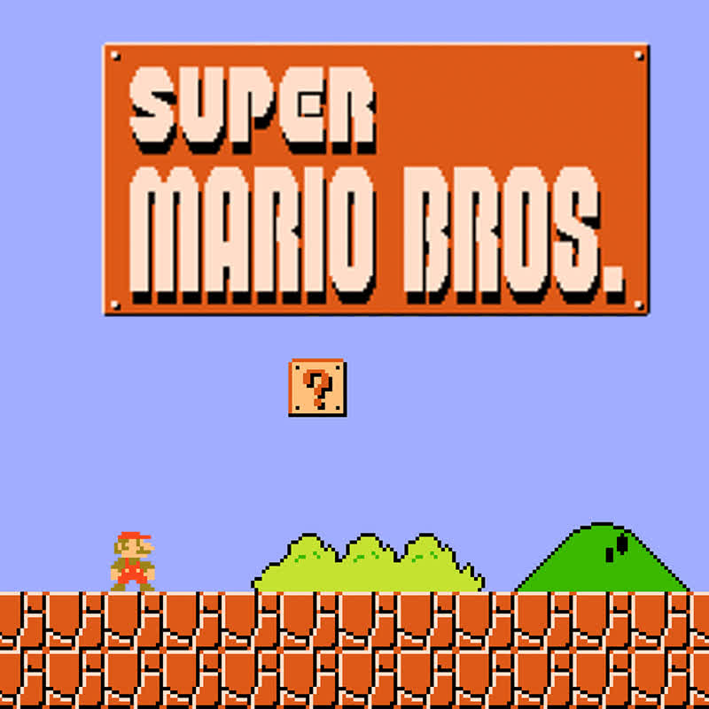 Schermata iniziale di Super Mario Bros per Nintendo NES