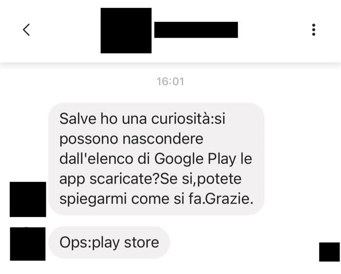 Nascondere le app scaricate da Google Play - Richiesta di Cosa di Computer