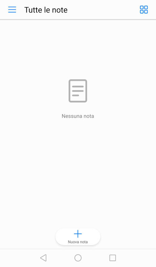 Informatica di base - Schermata del'app Note di Android