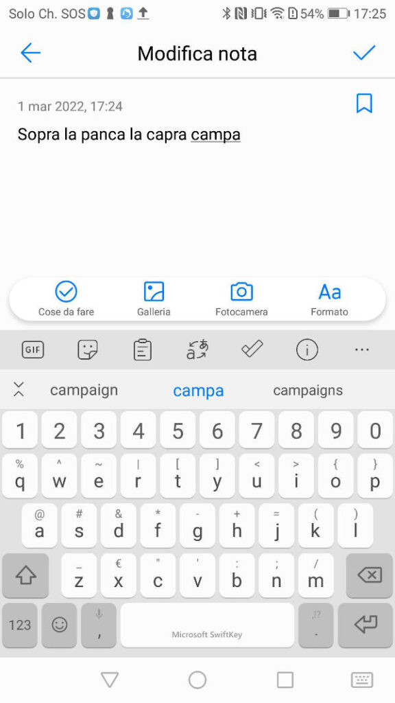 Informatica di base - Schermata dell'app "Note" di Android