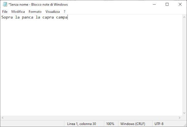 Informatica di base - Schermata del Blocco Note di Windows