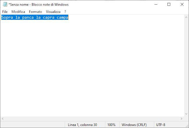 Informatica di base - Schermata del Blocco Note di Windows