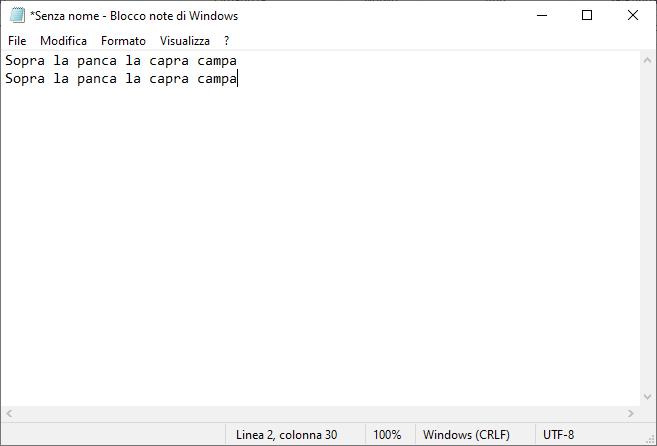 Informatica di base - Schermata del Blocco Note di Windows