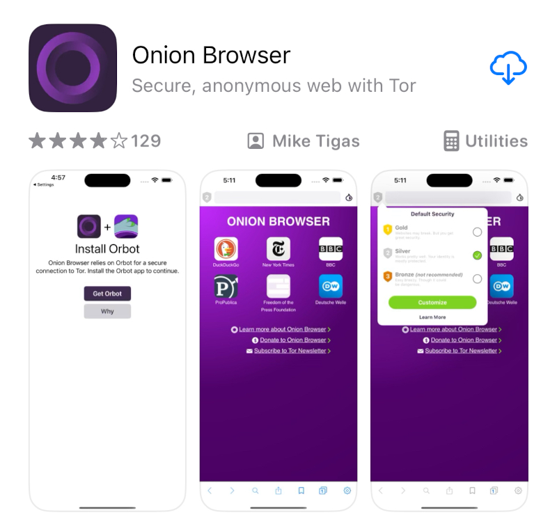 Come entrare nel dark web dal telefono - L'app Onion Browser per iPhone