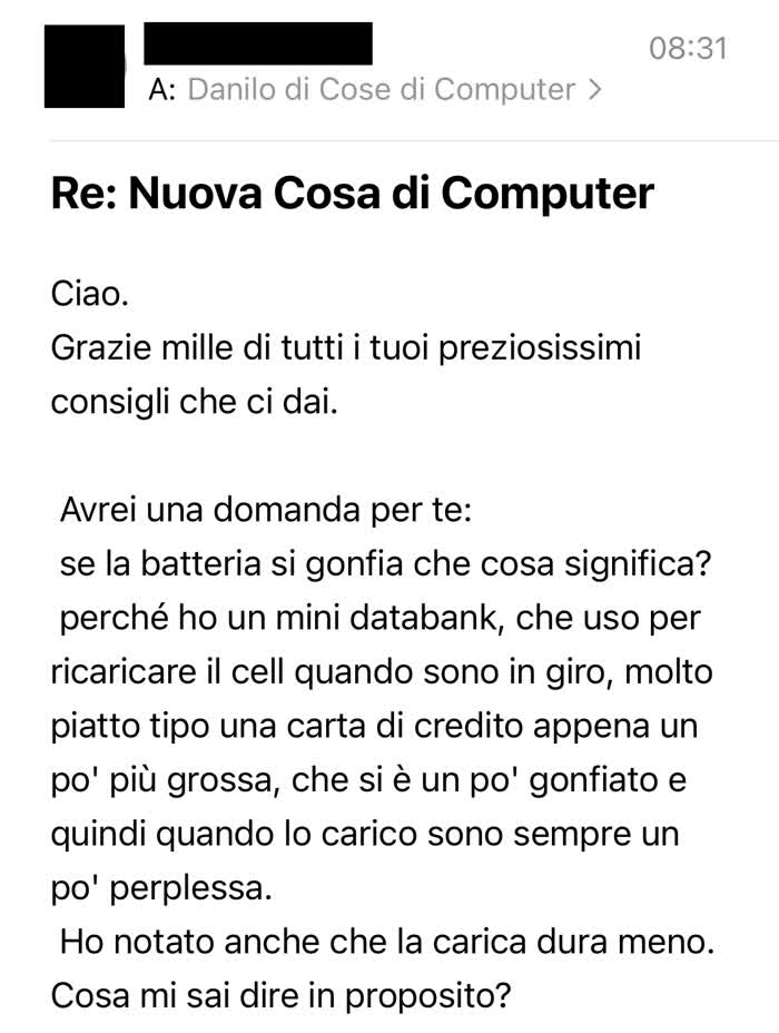 Powerbank che esplode - Richiesta di cosa di computer