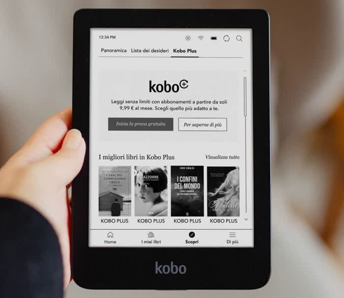 Prestare un eBook - Immagine di un lettore Rakuten Kobo