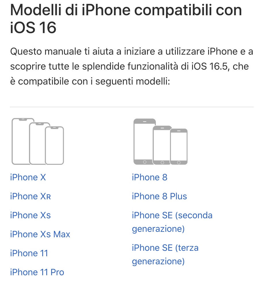 Schermata del sito Apple che indica quanto dura un cellulare iPhone