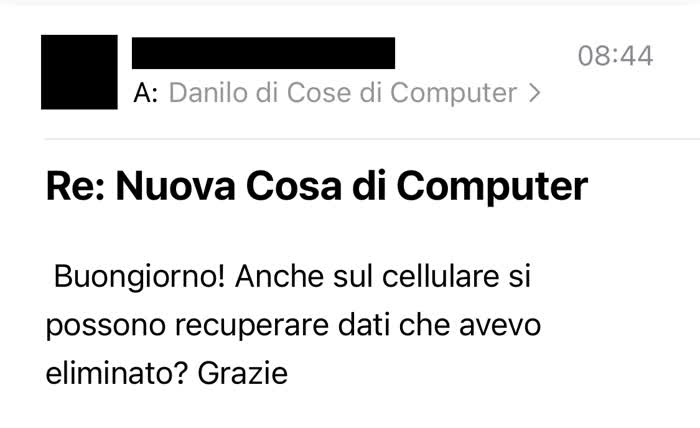 Recuperare i dati dal cellulare - Richiesta di cosa di computer